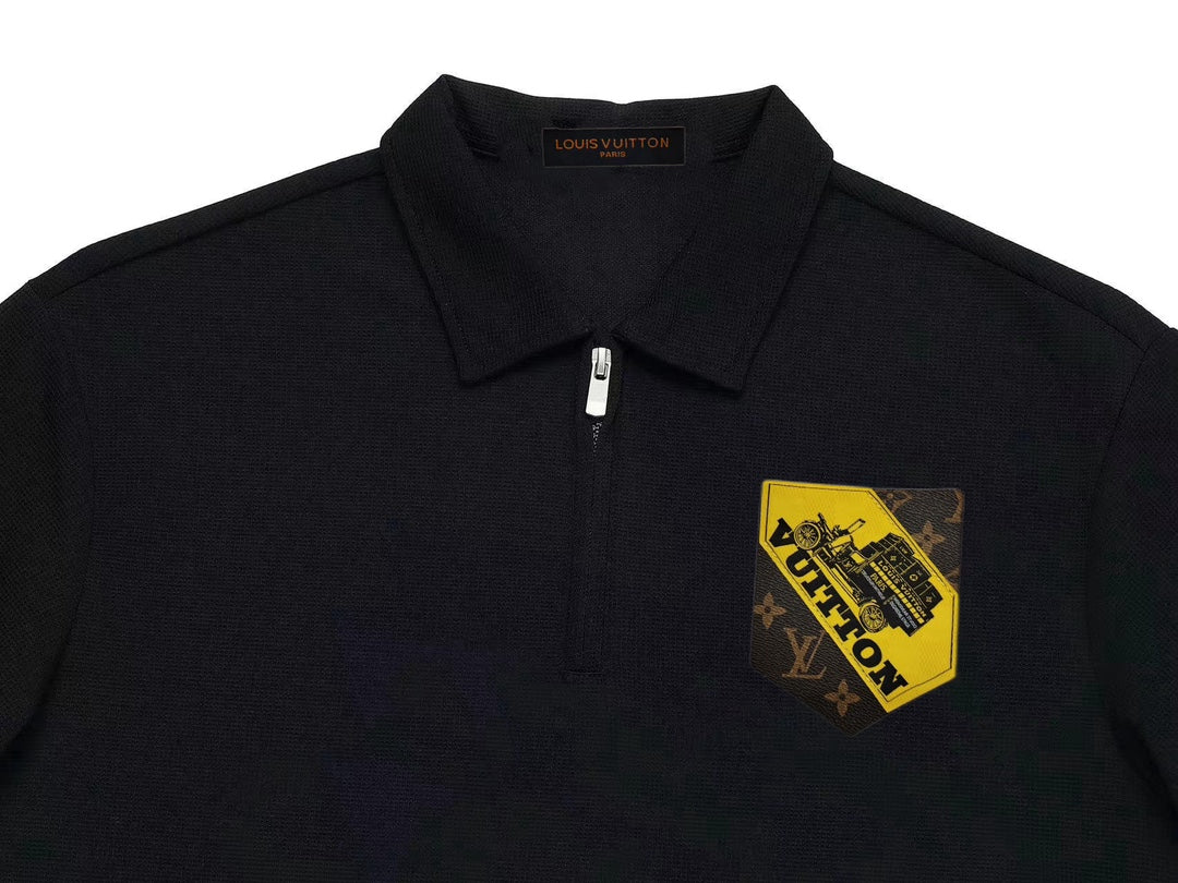 Louis Vuitton P368 Relaxed Fit Waffle-Knit Polo with Two-Tone Sleeve Detail – M-3XL, Unisex
