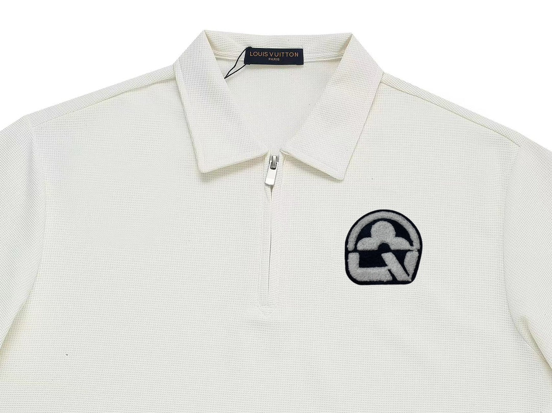 Louis Vuitton P368 Relaxed Fit Waffle-Knit Polo with Two-Tone Sleeve Detail – M-3XL, Unisex