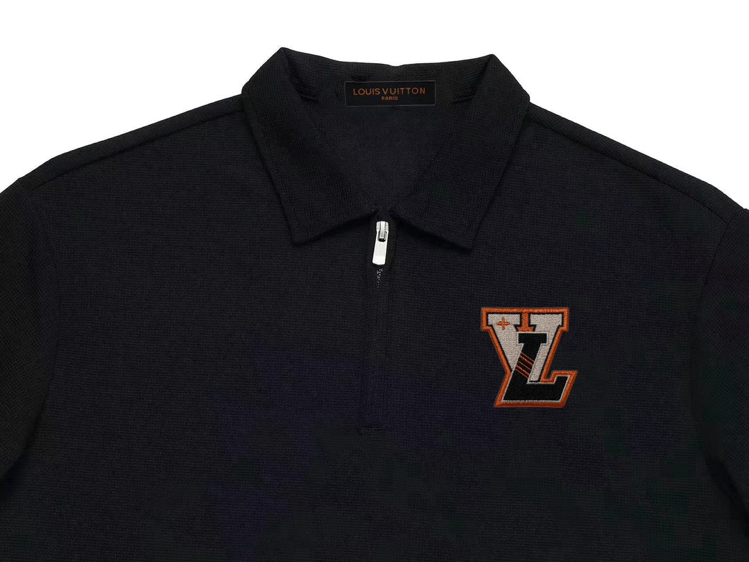 Louis Vuitton P368 Relaxed Fit Waffle-Knit Polo with Two-Tone Sleeve Detail – M-3XL, Unisex
