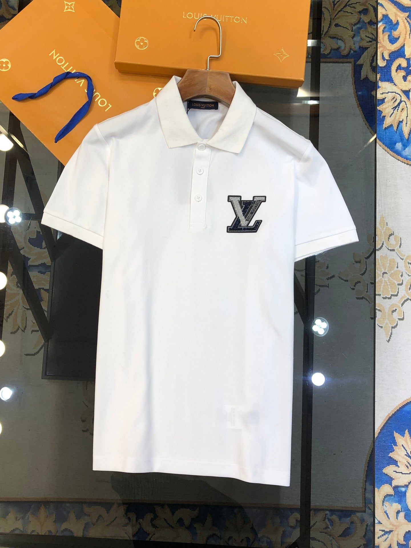 Louis Vuitton P368 2024 Early Spring Men’s Polo Shirt – M-3XL, Luxury Cotton Blend, Chest Appliqué Logo