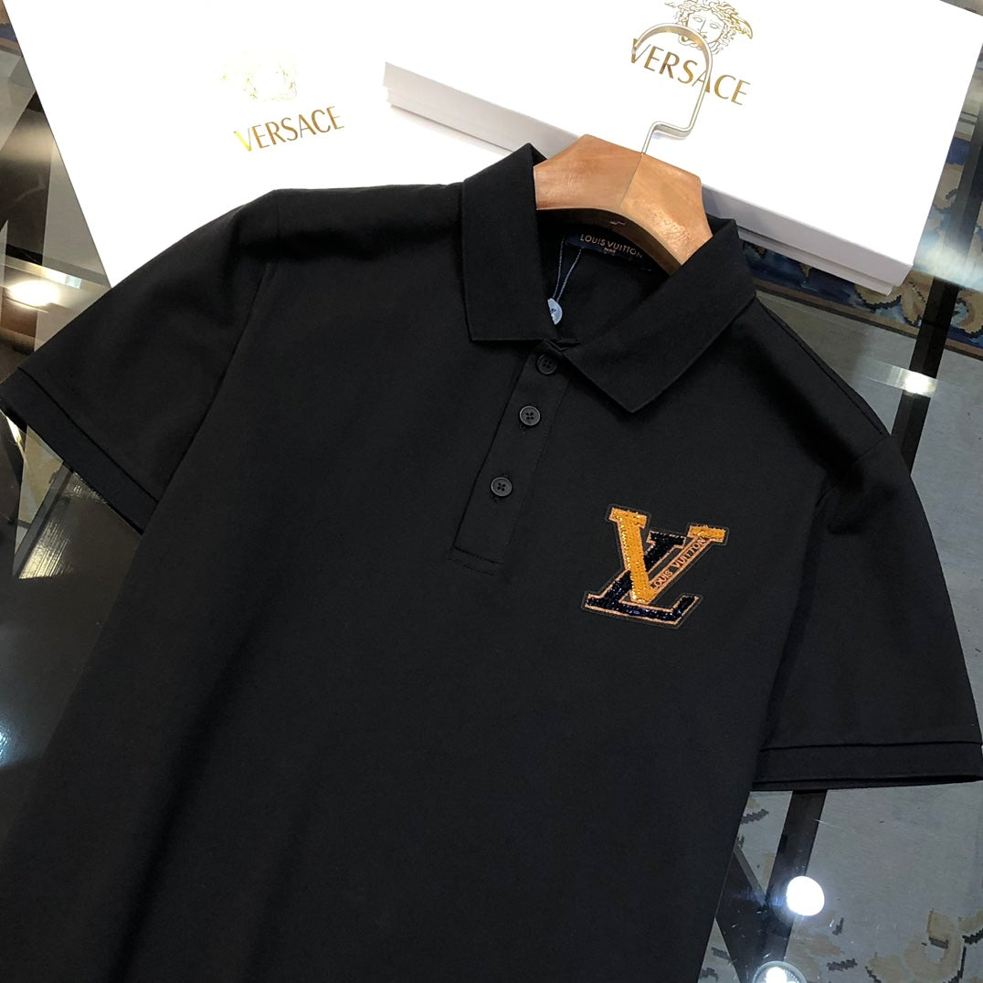 Louis Vuitton P368 2024 Early Spring Men’s Polo Shirt – M-3XL, Luxury Cotton Blend, Chest Appliqué Logo