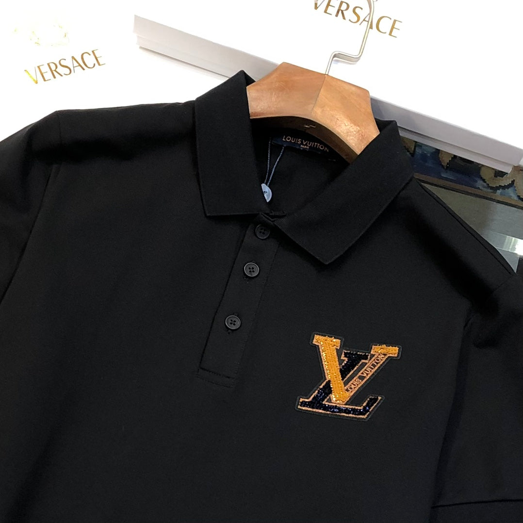 Louis Vuitton P368 2024 Early Spring Men’s Polo Shirt – M-3XL, Luxury Cotton Blend, Chest Appliqué Logo