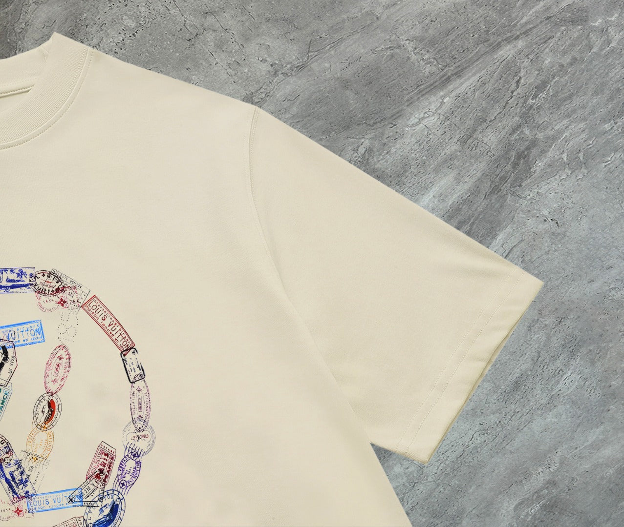 Louis Vuitton 2025 High-Quality Crew Neck T-Shirt – S-2XL, Unisex, Embroidered Sleeve Detail