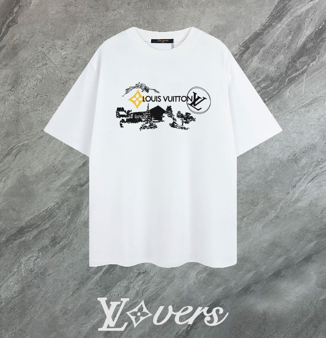 Louis Vuitton 2025 High-Quality Crew Neck T-Shirt – S-2XL, Unisex, Embroidered Sleeve Detail