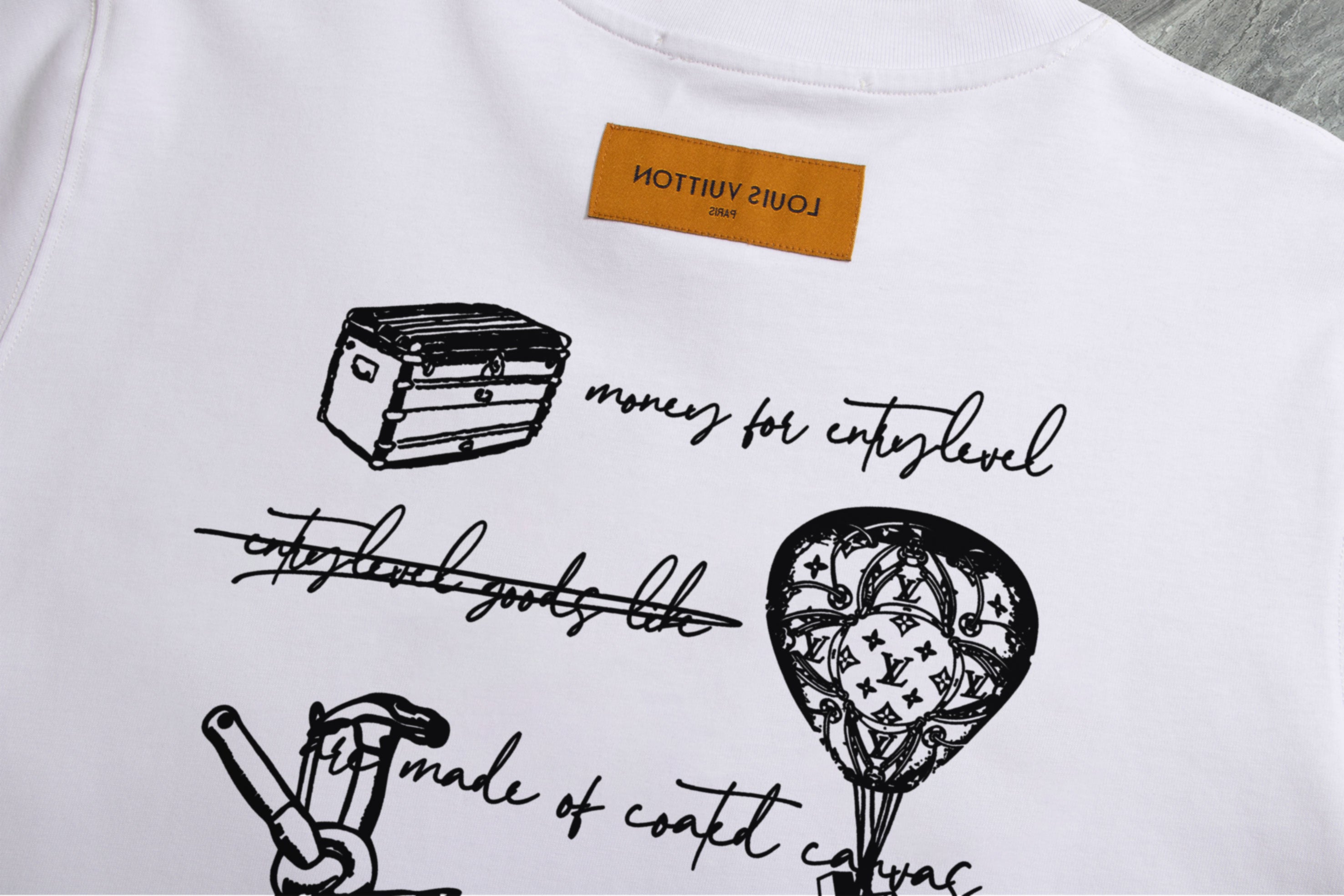 Louis Vuitton 2025 Premium Crew Neck T-Shirt – S-2XL, Unisex, Embroidered Sleeve Detail