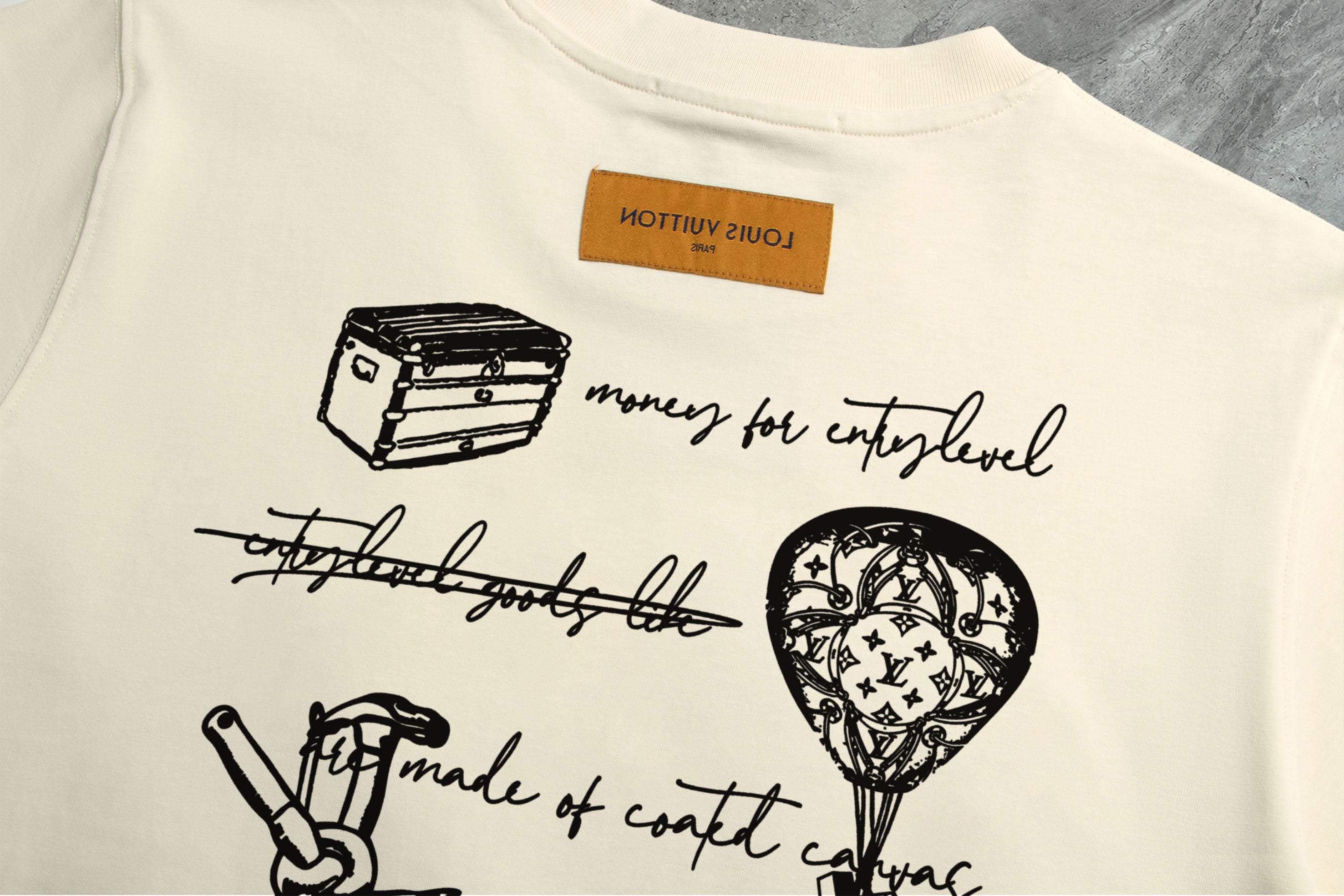 Louis Vuitton 2025 Premium Crew Neck T-Shirt – S-2XL, Unisex, Embroidered Sleeve Detail