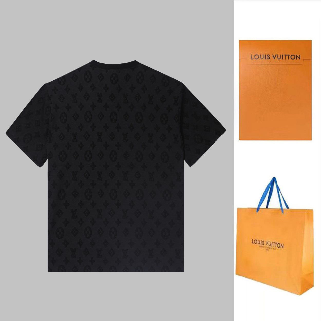 Louis Vuitton 2024 SS Jacquard Monogram T-Shirt – Unisex Crewneck Tee, Premium Cotton, Classic All-Over Pattern (S–XL), Black/White
