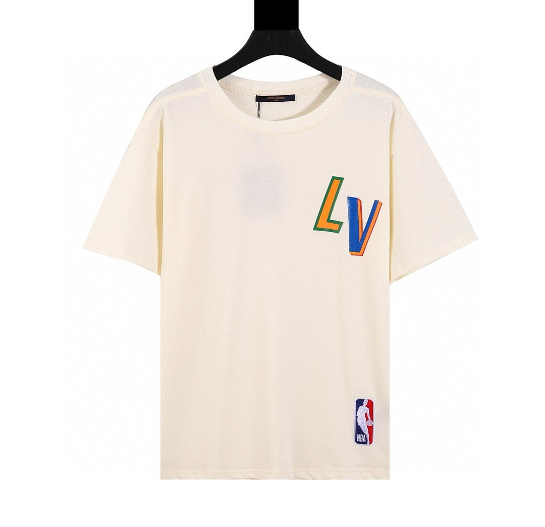 Louis Vuitton × NBA Logo T-Shirt – Unisex Embroidered Luxury Tee, Premium Cotton (XS–L)