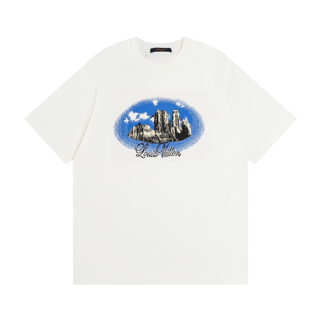 Louis Vuitton 24SS Western Sky Island T-Shirt – Premium Cotton Tee, Unisex (XS–L)