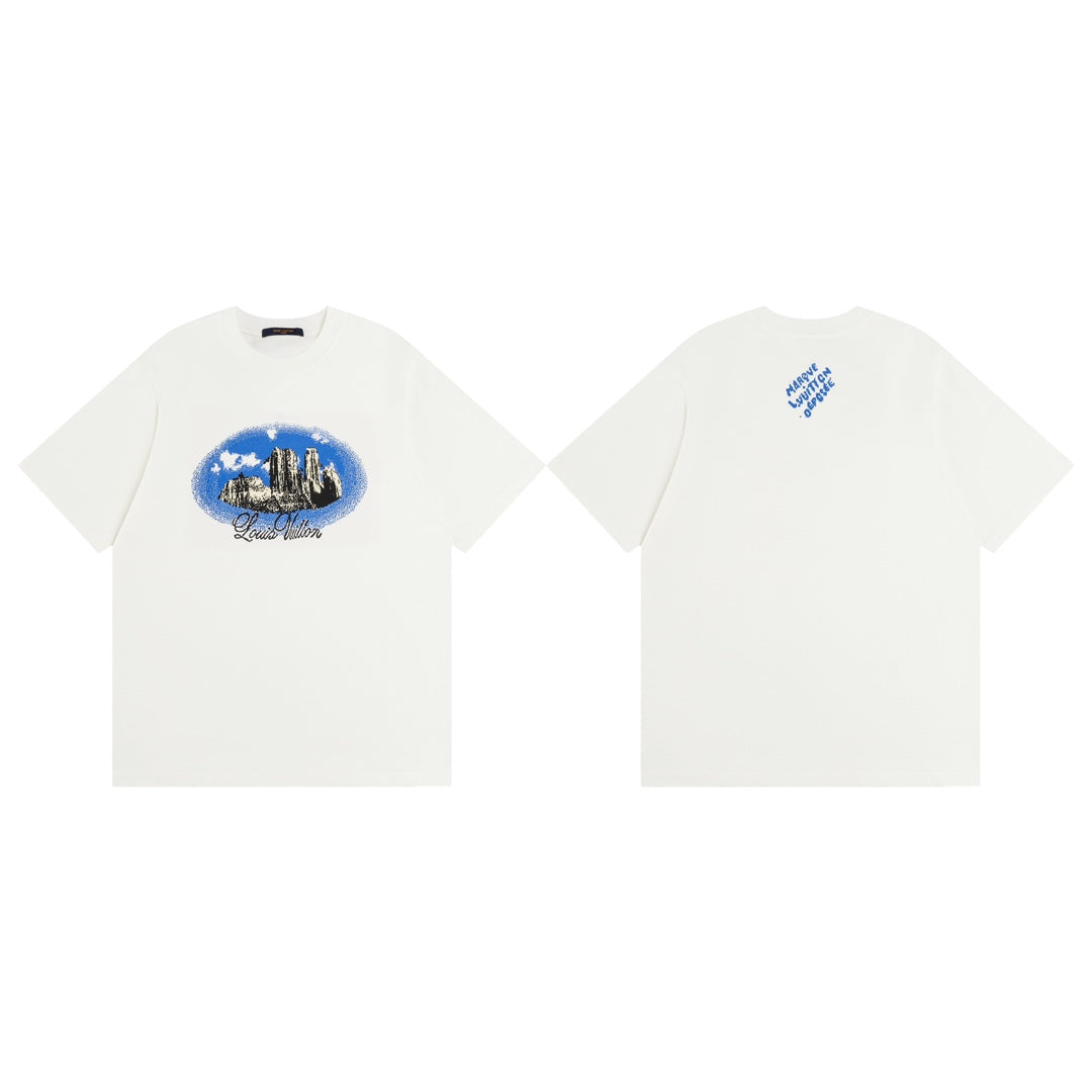 Louis Vuitton 24SS Western Sky Island T-Shirt – Premium Cotton Tee, Unisex (XS–L)