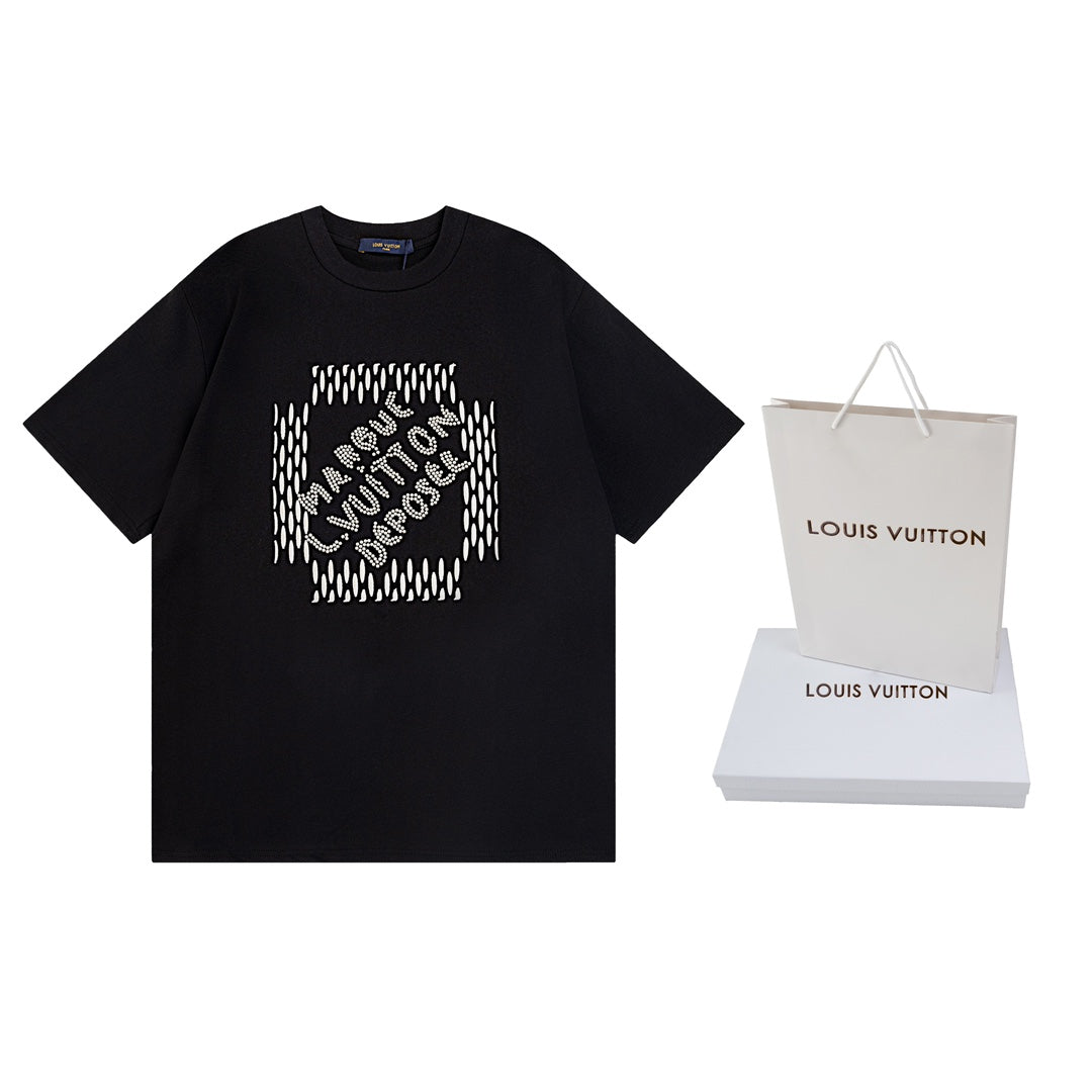Louis Vuitton 24SS Pharrell Williams Beaded Letter Embroidered T-Shirt – Premium Cotton, Unisex (XS–L)
