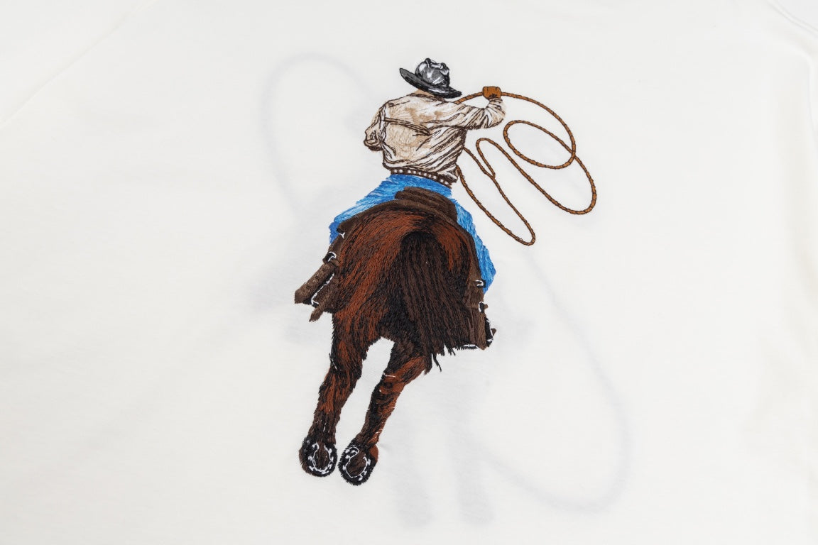Louis Vuitton 24SS Western Cowboy Full Embroidered T-Shirt – Premium Cotton, Unisex (XS–L)