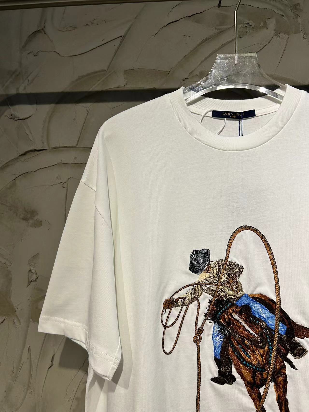 Louis Vuitton Western Cowboy Embroidered T-Shirt – Premium Cotton, Unisex (XS–L)