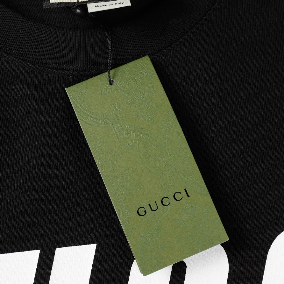 GUCCI Unisex Lightning Bolt Contrast Print T-Shirt – 2024 Luxury Collection, Beige/Black, Sizes XS–L