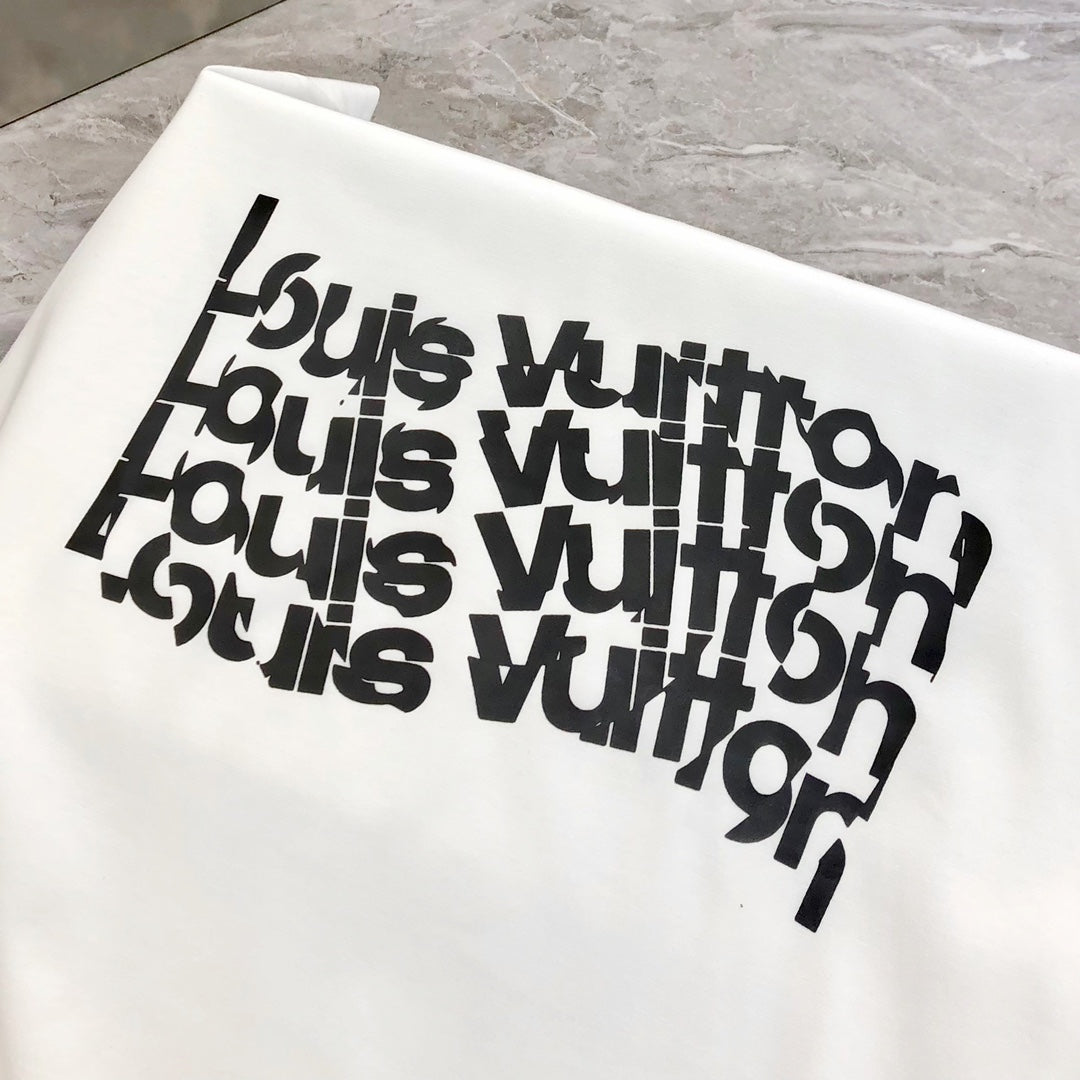 Louis Vuitton 2024 Early Spring Men’s Crewneck T-Shirt – Premium Cotton, Front & Back Logo Print, Unisex (S–3XL)