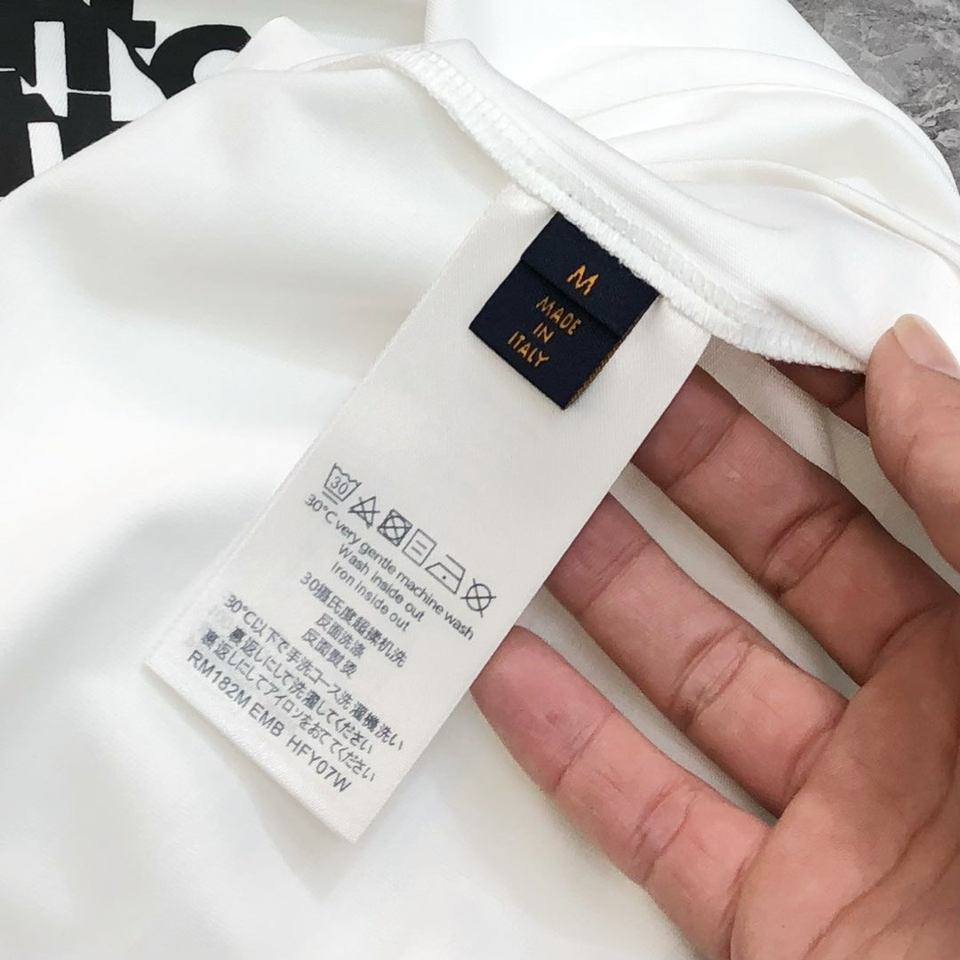 Louis Vuitton 2024 Early Spring Men’s Crewneck T-Shirt – Premium Cotton, Front & Back Logo Print, Unisex (S–3XL)