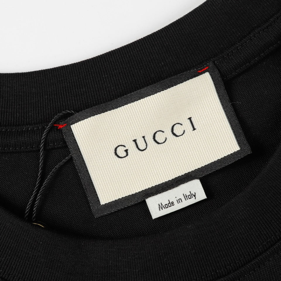 GUCCI Unisex Oversized Logo Print T-Shirt – 2023 Spring/Summer Luxury Collection, Black/Beige, Sizes XS–L