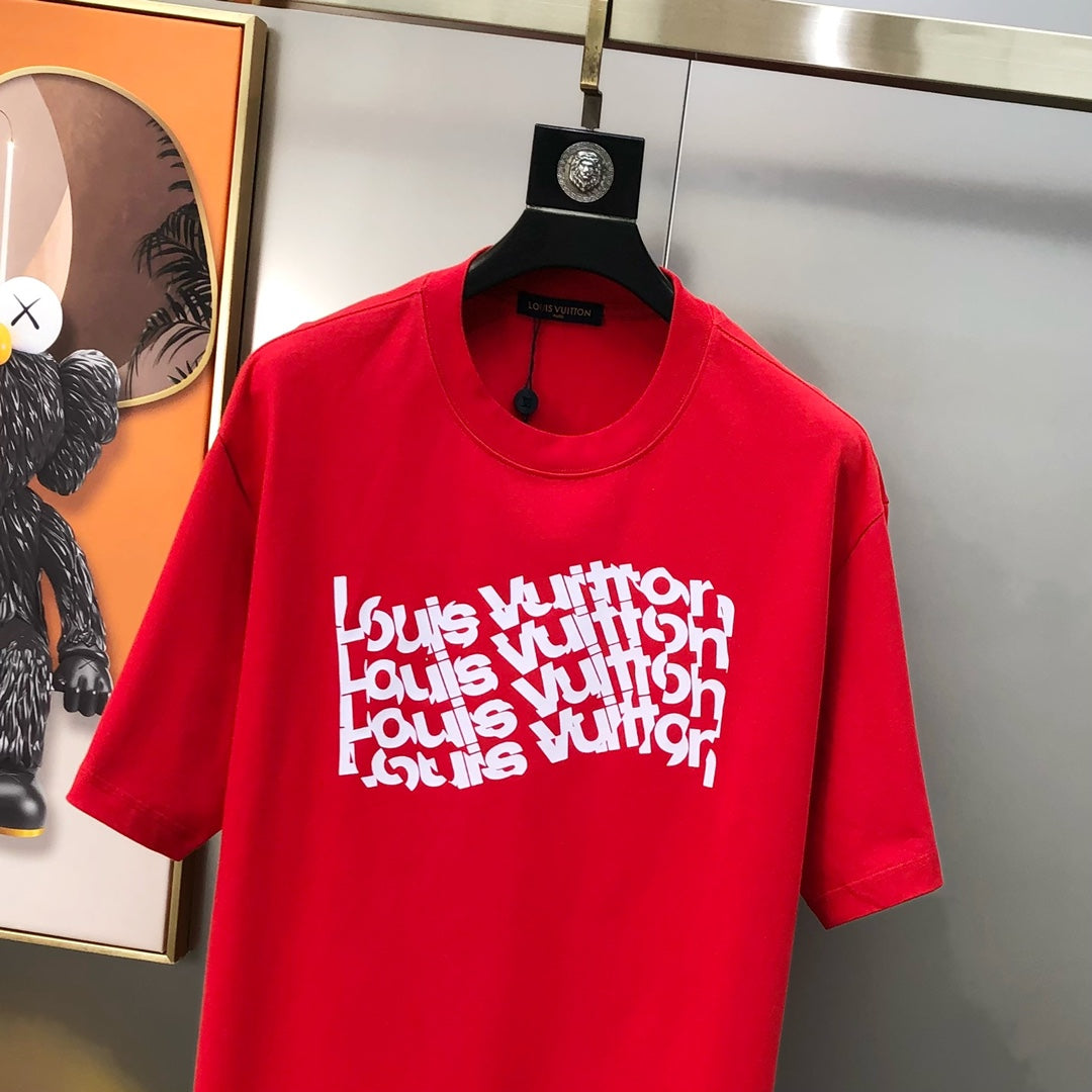 Louis Vuitton 2024 Early Spring Men’s Crewneck T-Shirt – Premium Cotton, Front & Back Logo Print, Oversized OS Fit (S–3XL)