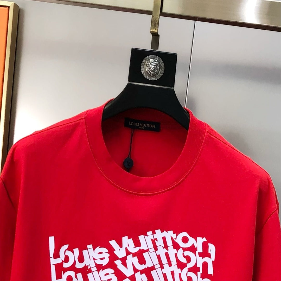 Louis Vuitton 2024 Early Spring Men’s Crewneck T-Shirt – Premium Cotton, Front & Back Logo Print, Oversized OS Fit (S–3XL)
