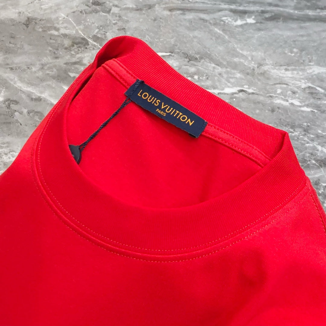 Louis Vuitton 2024 Early Spring Men’s Crewneck T-Shirt – Premium Cotton, Front & Back Logo Print, Oversized OS Fit (S–3XL)