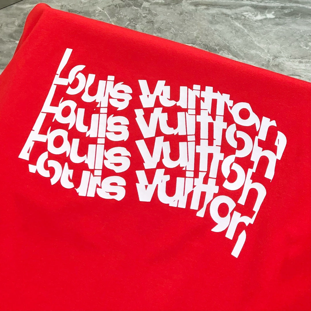 Louis Vuitton 2024 Early Spring Men’s Crewneck T-Shirt – Premium Cotton, Front & Back Logo Print, Oversized OS Fit (S–3XL)