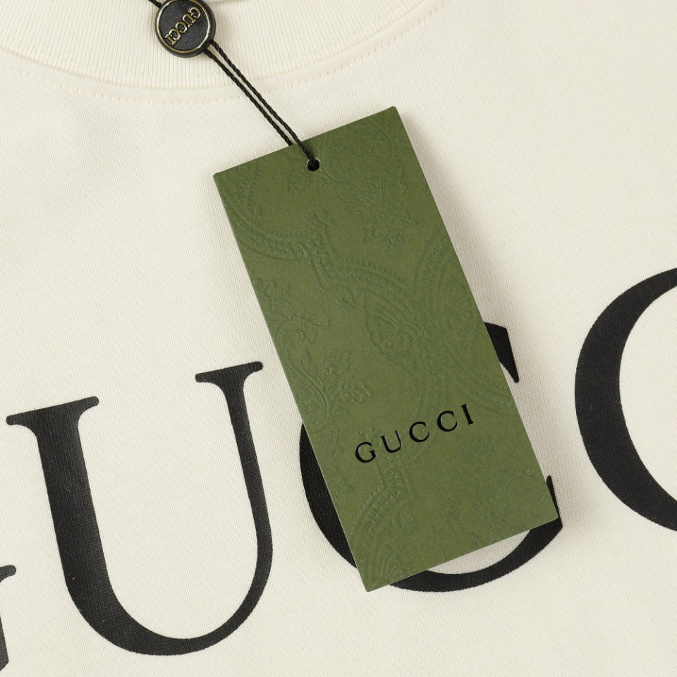 GUCCI Unisex Oversized Multicolor Logo T-Shirt – 2023 Spring/Summer Luxury Collection, Black/Beige, Sizes XS–L