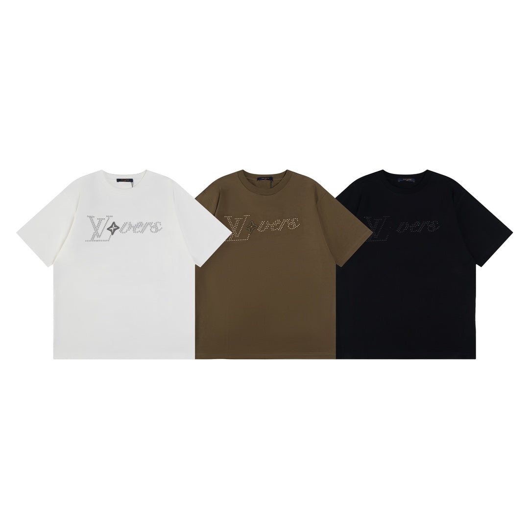 Louis Vuitton 2024SS Pharrell Stud & Rhinestone Embroidered T-Shirt Cotton, Authentic 1:1 Quality – Premium 260g