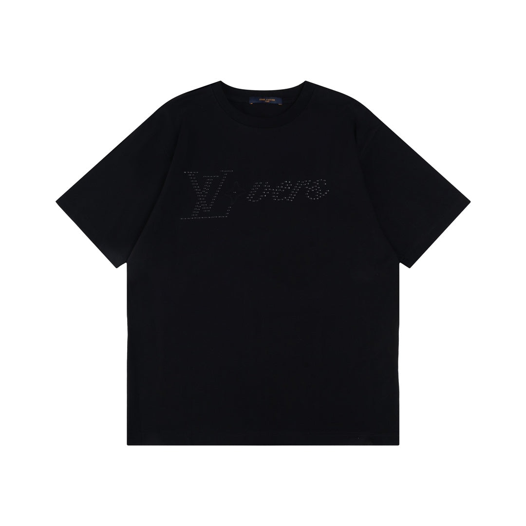 Louis Vuitton 2024SS Pharrell Stud & Rhinestone Embroidered T-Shirt – Premium 260g Cotton – Sizes XS, S, M, L