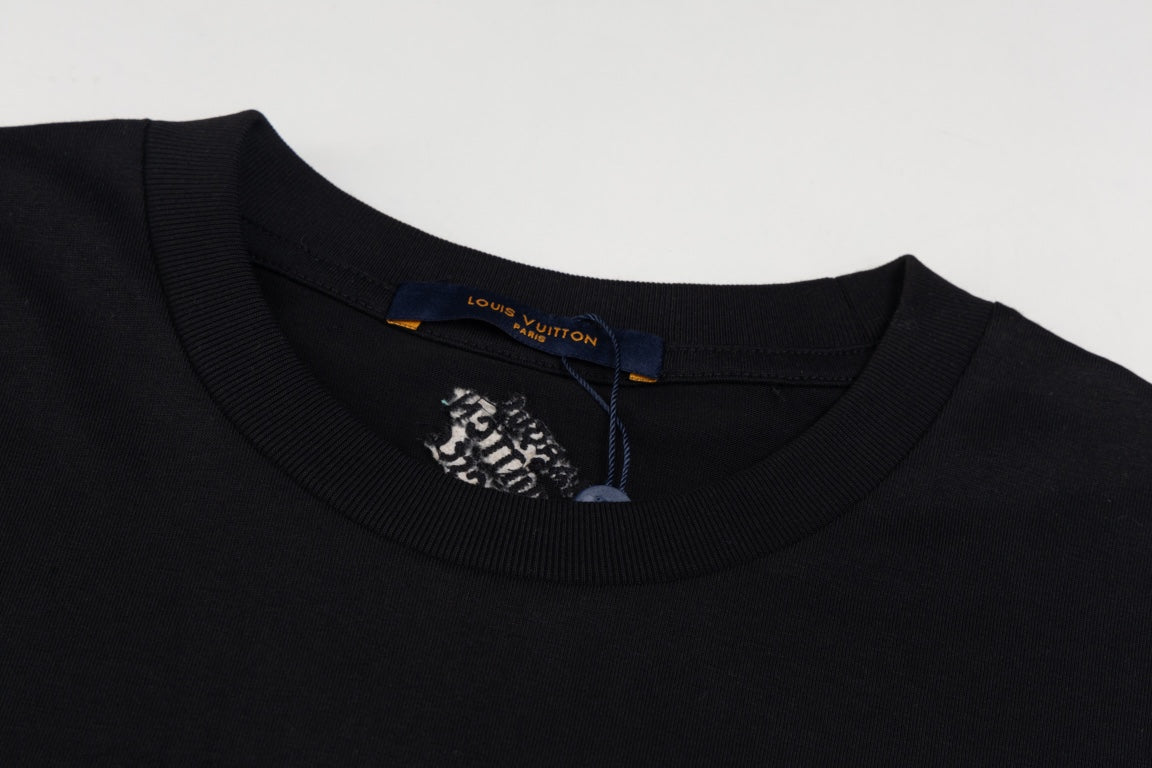 Louis Vuitton 2024SS Pharrell Stud & Rhinestone Embroidered T-Shirt – Premium 260g Cotton – Sizes XS, S, M, L