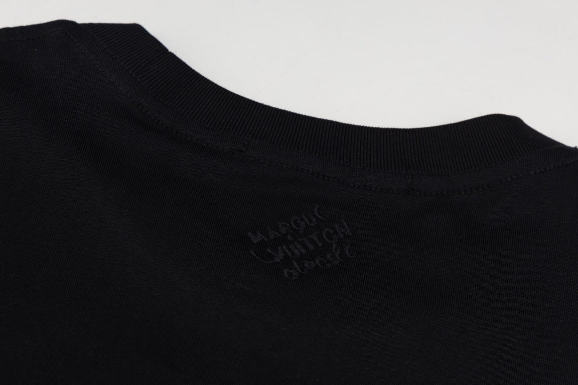 Louis Vuitton 2024SS Pharrell Stud & Rhinestone Embroidered T-Shirt – Premium 260g Cotton – Sizes XS, S, M, L