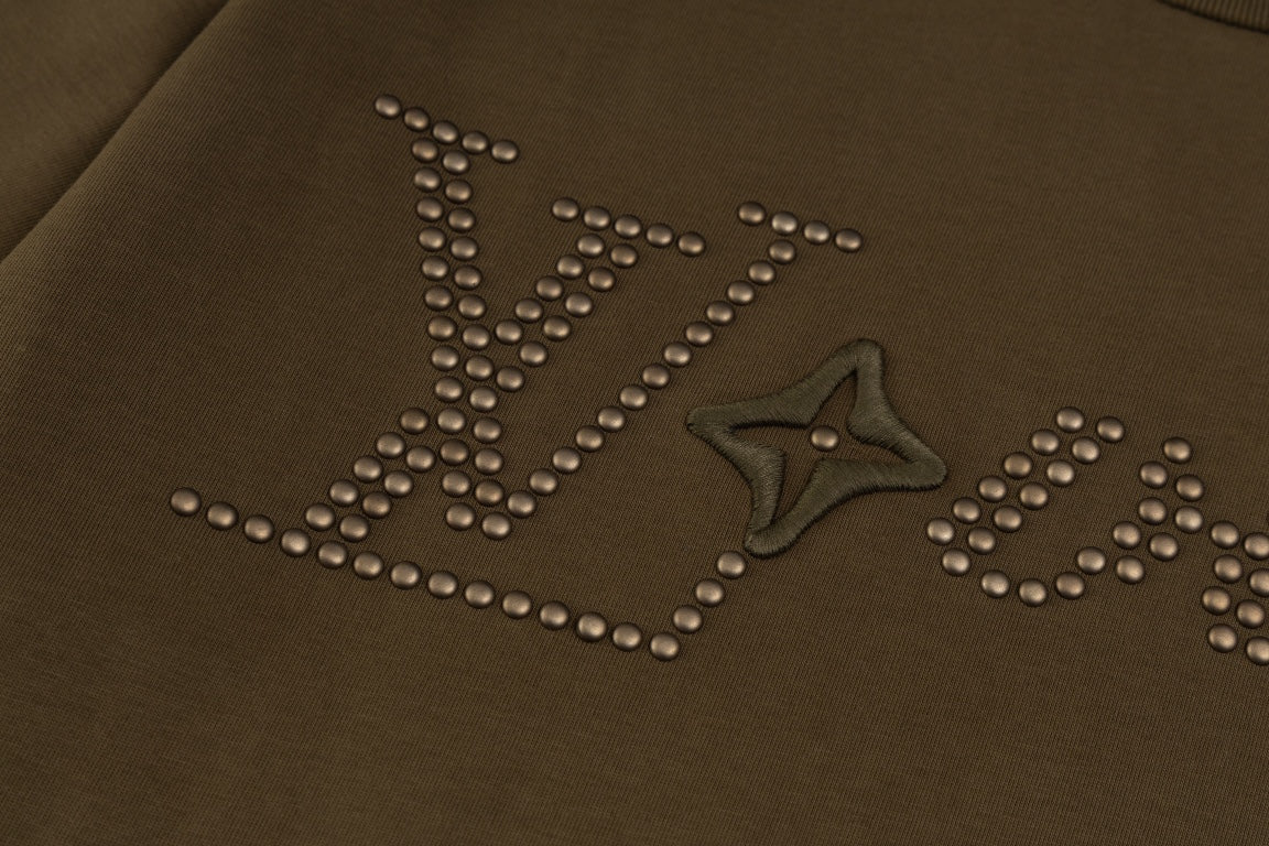 Louis Vuitton 2024SS Pharrell Stud & Rhinestone Embroidered T-Shirt – Premium Cotton 260g – XS, S, M, L