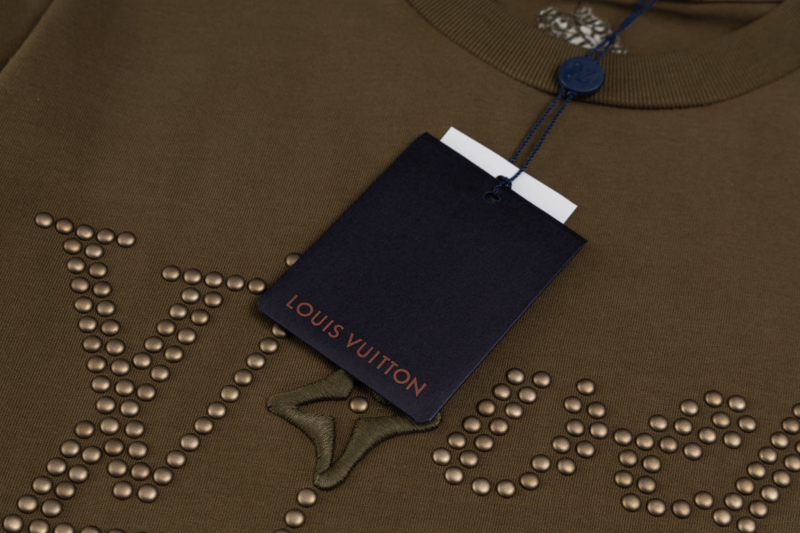 Louis Vuitton 2024SS Pharrell Stud & Rhinestone Embroidered T-Shirt – Premium Cotton 260g – XS, S, M, L