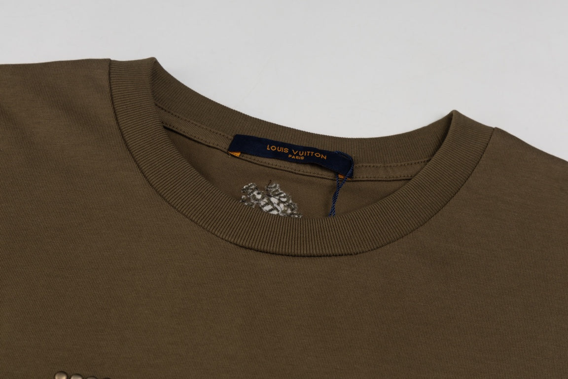 Louis Vuitton 2024SS Pharrell Stud & Rhinestone Embroidered T-Shirt – Premium Cotton 260g – XS, S, M, L