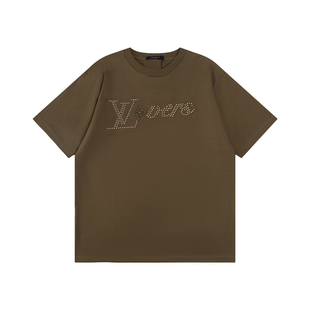 Louis Vuitton 2024SS Pharrell Stud & Rhinestone Embroidered T-Shirt – Premium Cotton 260g – XS, S, M, L