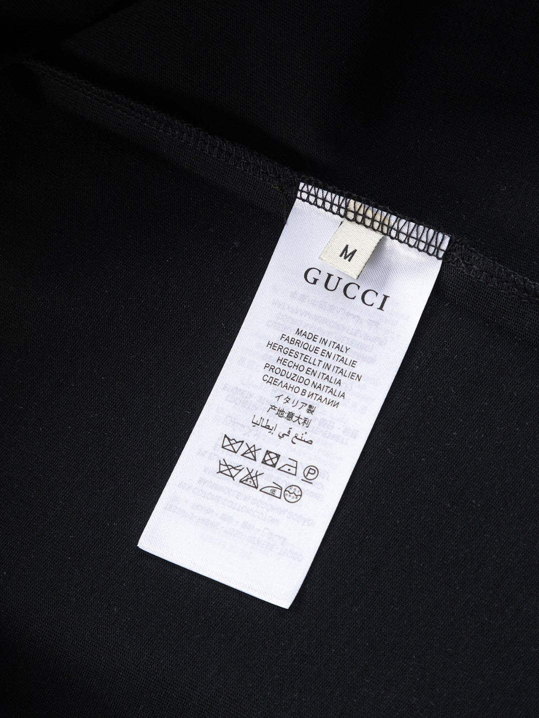 GUCCI Unisex Burgundy-Trim Double G Embroidered T-Shirt – Black/White, Sizes S–XL