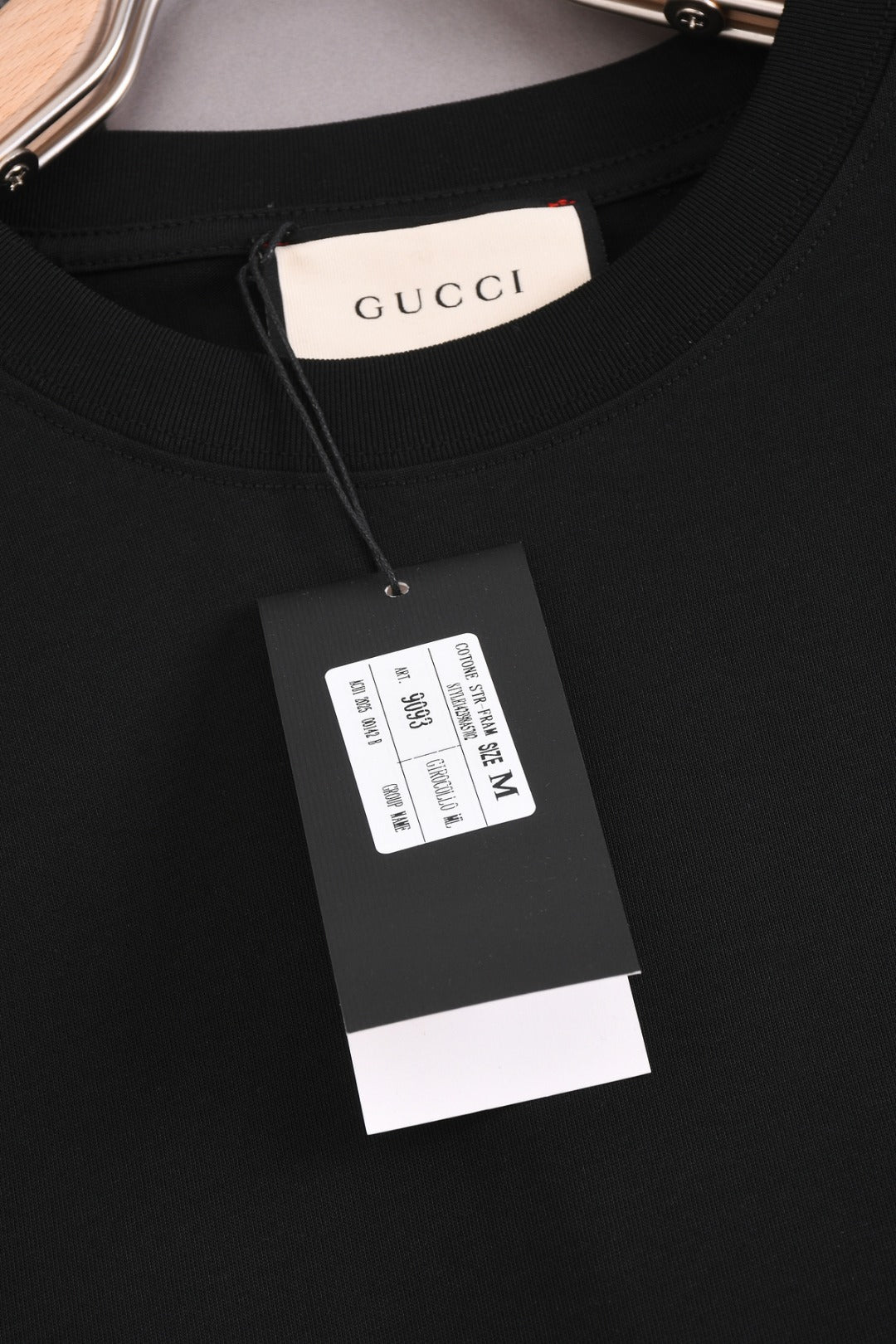 GUCCI 25SS Unisex Hollow Spray-Ink Double G Logo Crewneck T-Shirt – Apricot/Black, Sizes XS–L