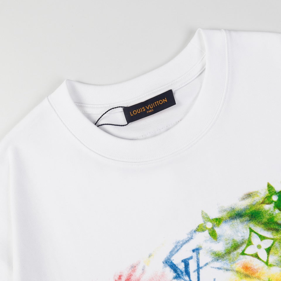 Louis Vuitton 23SS Graffiti Print T-Shirt – 350G Premium Cotton – XS, S, M, L