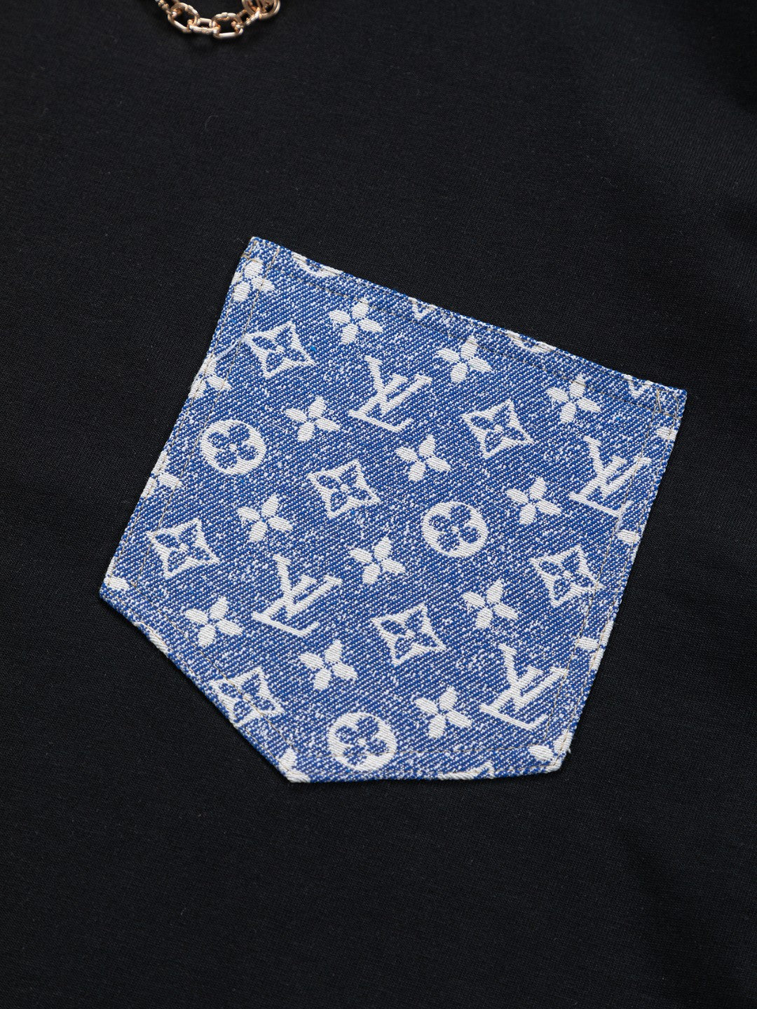 Louis Vuitton 25SS Embroidered Logo Denim Pocket T-Shirt – XS, S, M, L – Premium Cotton Unisex