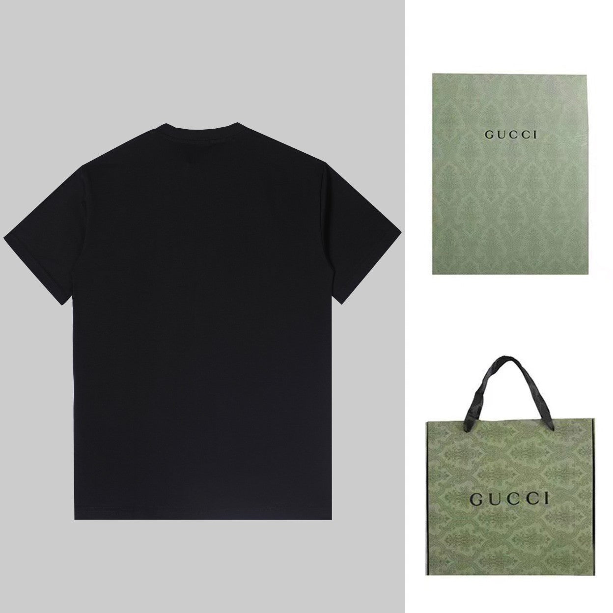 GUCCI 2024 Pocket Logo 3D Embroidered Unisex T-Shirt – Black/White, Sizes S–XL (Style C303)