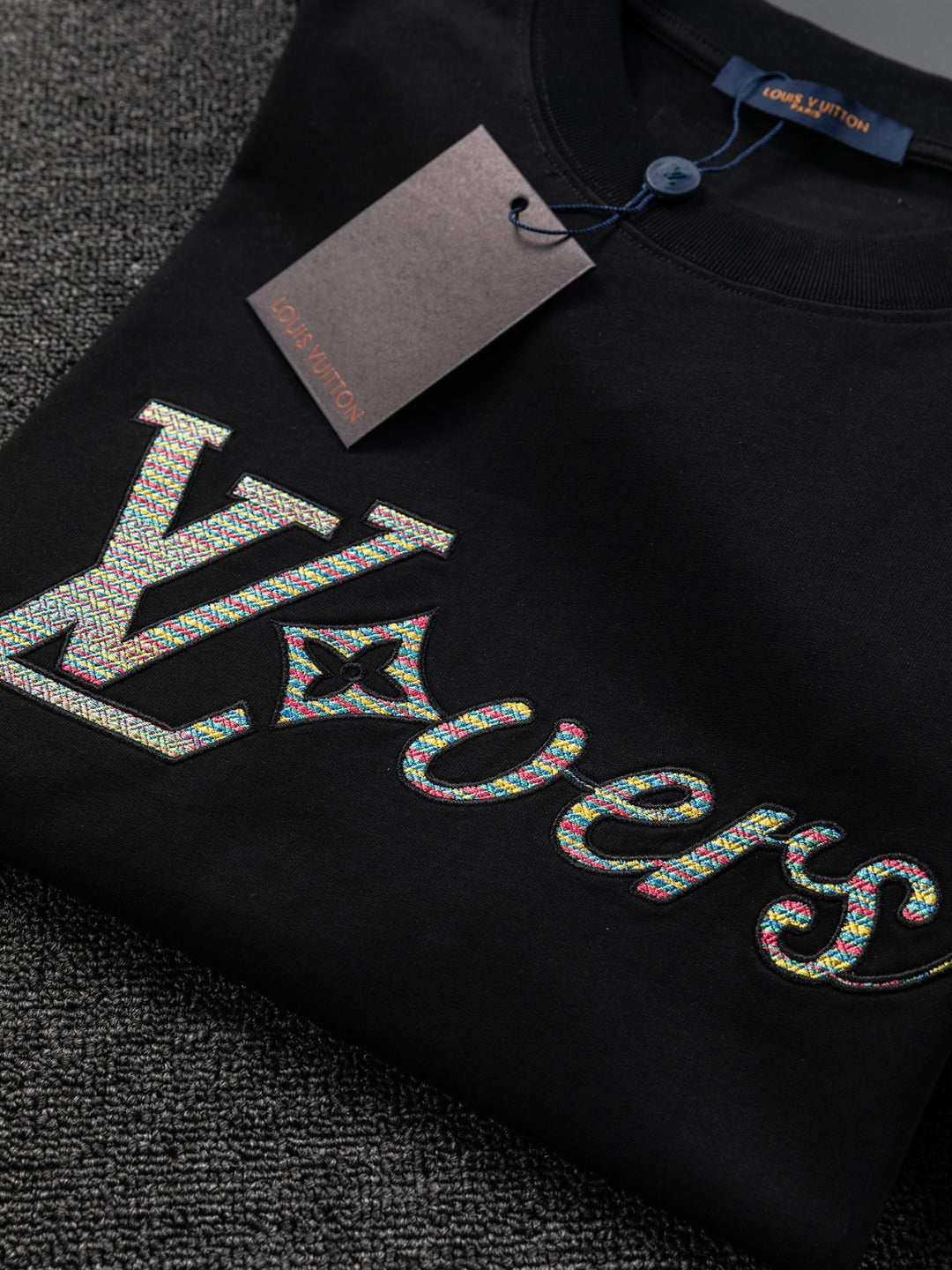 Louis Vuitton 25SS Rainbow Letter Embroidered Logo T-Shirt – XS, S, M, L – Unisex Premium Cotton Tee