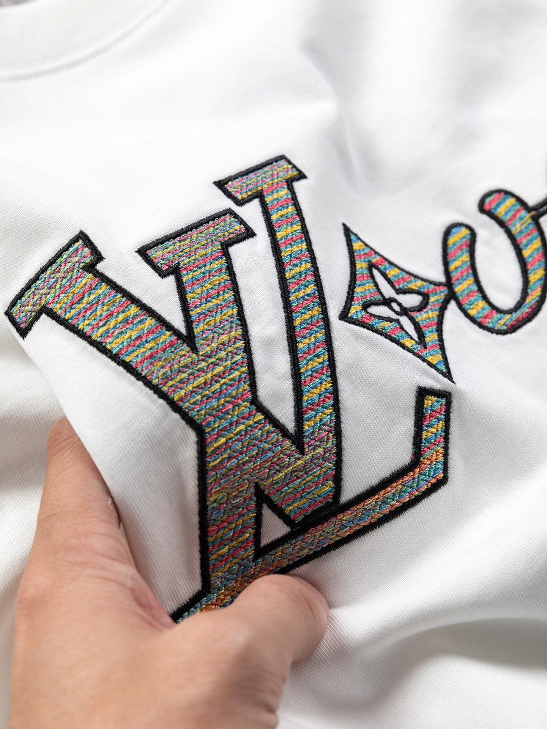 Louis Vuitton 25SS Rainbow Letter Embroidered Logo T-Shirt – XS, S, M, L – Unisex Premium Cotton Tee