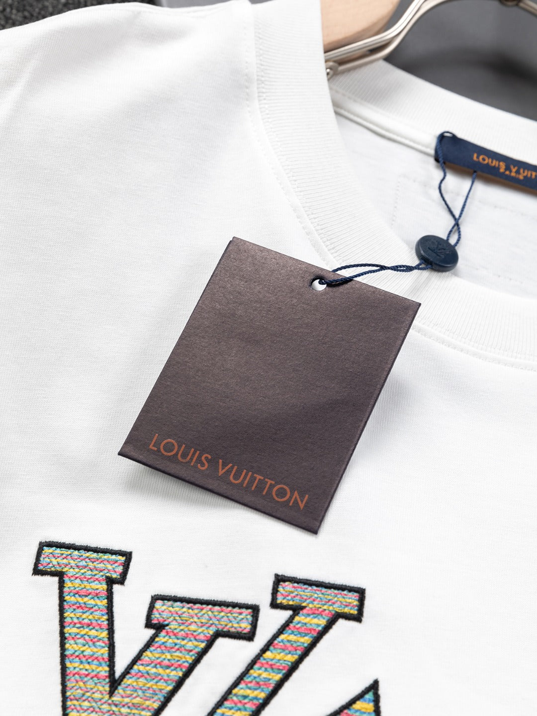 Louis Vuitton 25SS Rainbow Letter Embroidered Logo T-Shirt – XS, S, M, L – Unisex Premium Cotton Tee