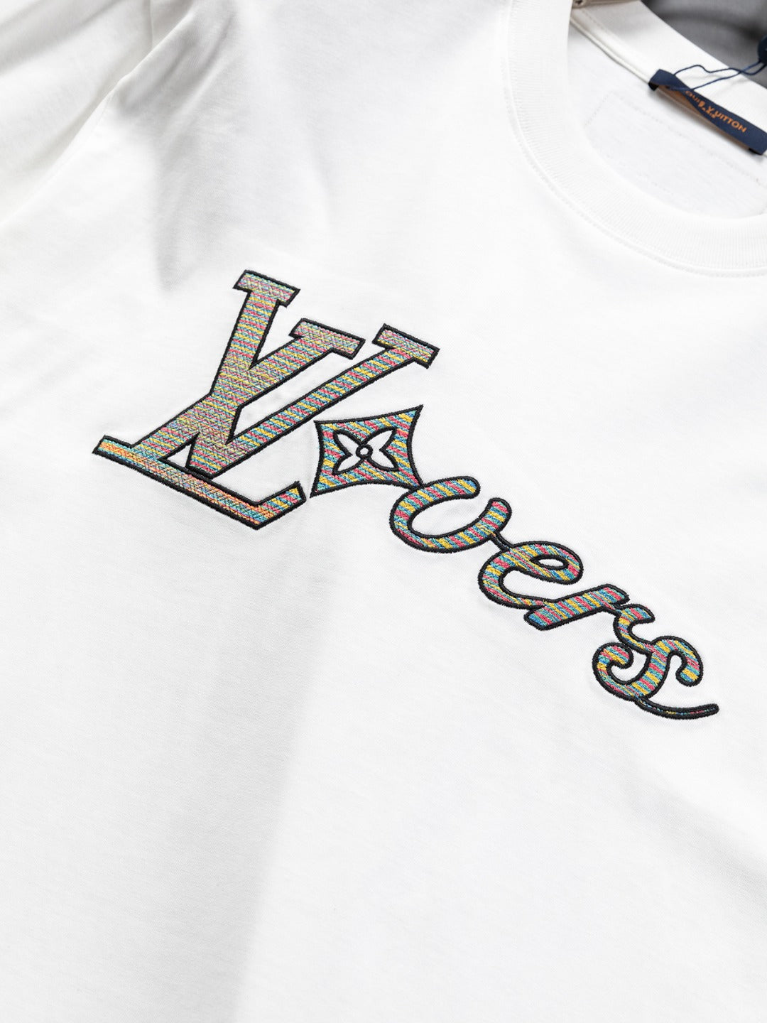 Louis Vuitton 25SS Rainbow Letter Embroidered Logo T-Shirt – XS, S, M, L – Unisex Premium Cotton Tee