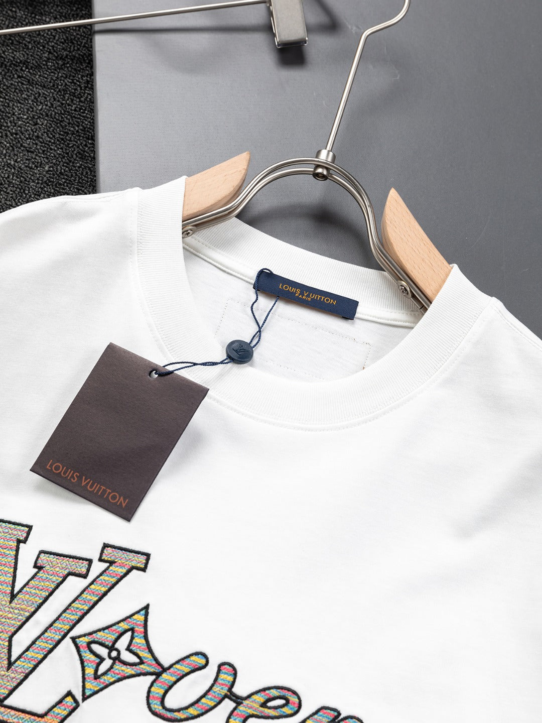 Louis Vuitton 25SS Rainbow Letter Embroidered Logo T-Shirt – XS, S, M, L – Unisex Premium Cotton Tee
