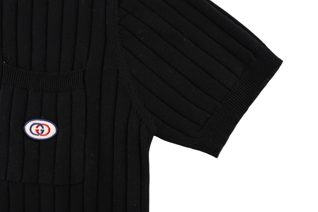 GUCCI GG Jacquard Knit Polo Sweater – Black, Sizes XS–L (Style P388)