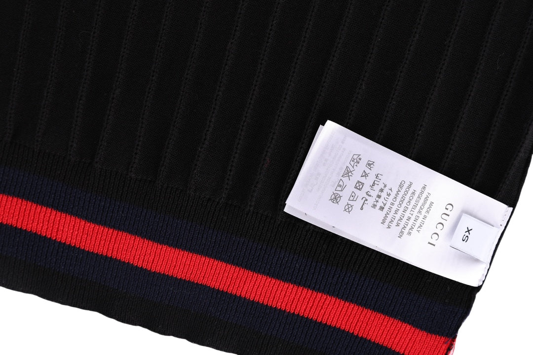 GUCCI GG Jacquard Knit Polo Sweater – Black, Sizes XS–L (Style P388)