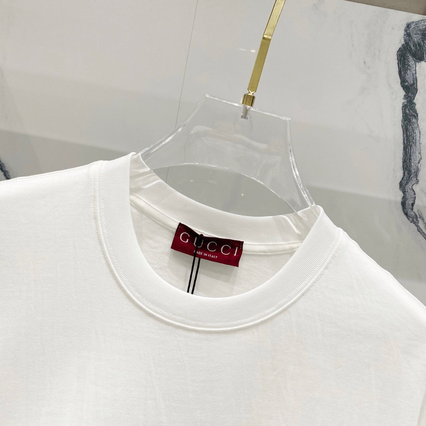 GUCCI Embroidered Logo Cotton T-Shirt – Unisex Classic Crewneck in Black/White, S–XL