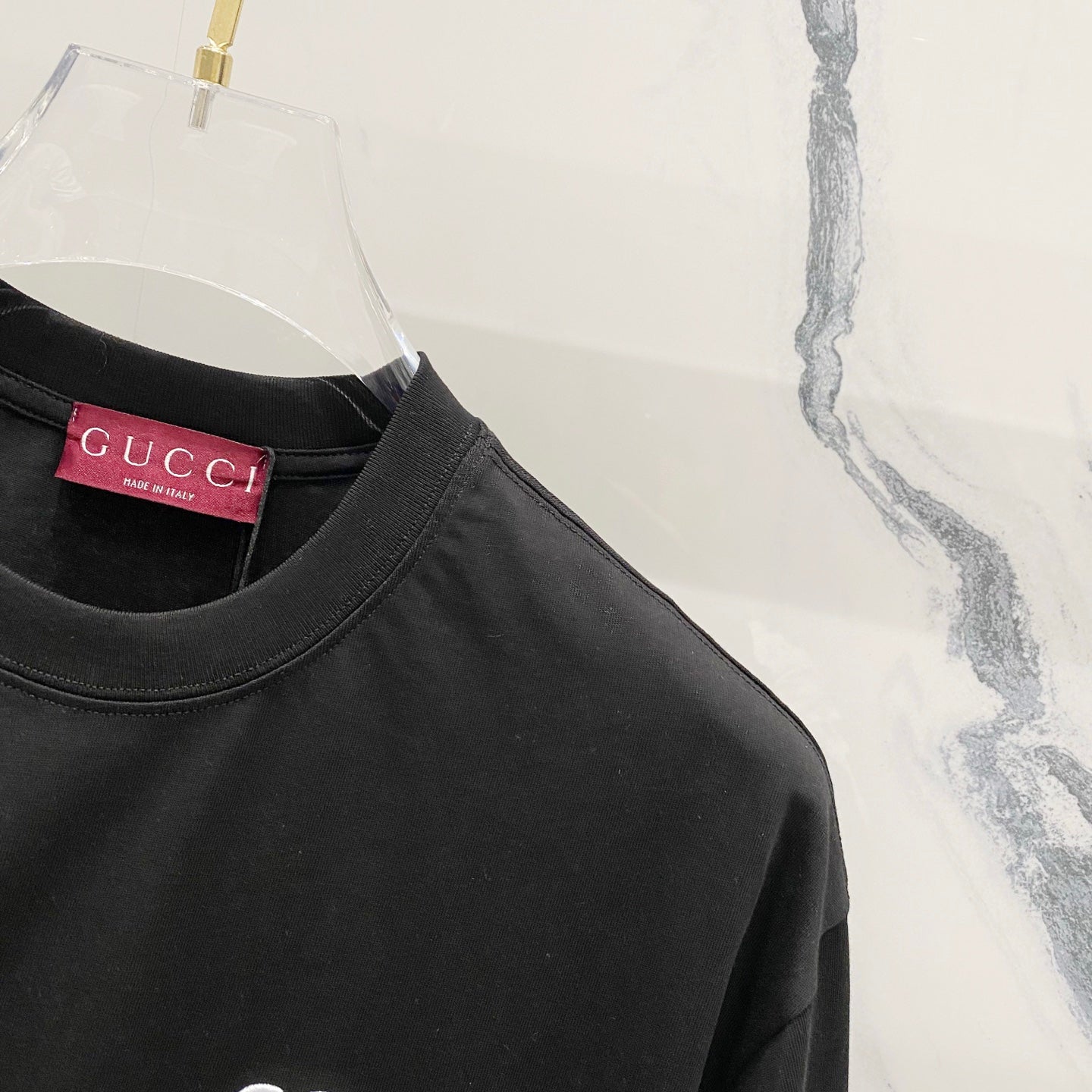 GUCCI Embroidered Logo Crewneck T-Shirt – Unisex Premium Cotton in Black/White, S–XL
