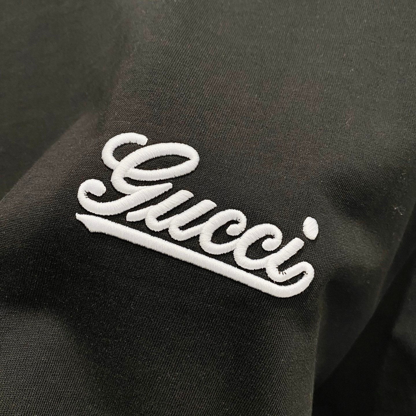 GUCCI Embroidered Logo Crewneck T-Shirt – Unisex Premium Cotton in Black/White, S–XL