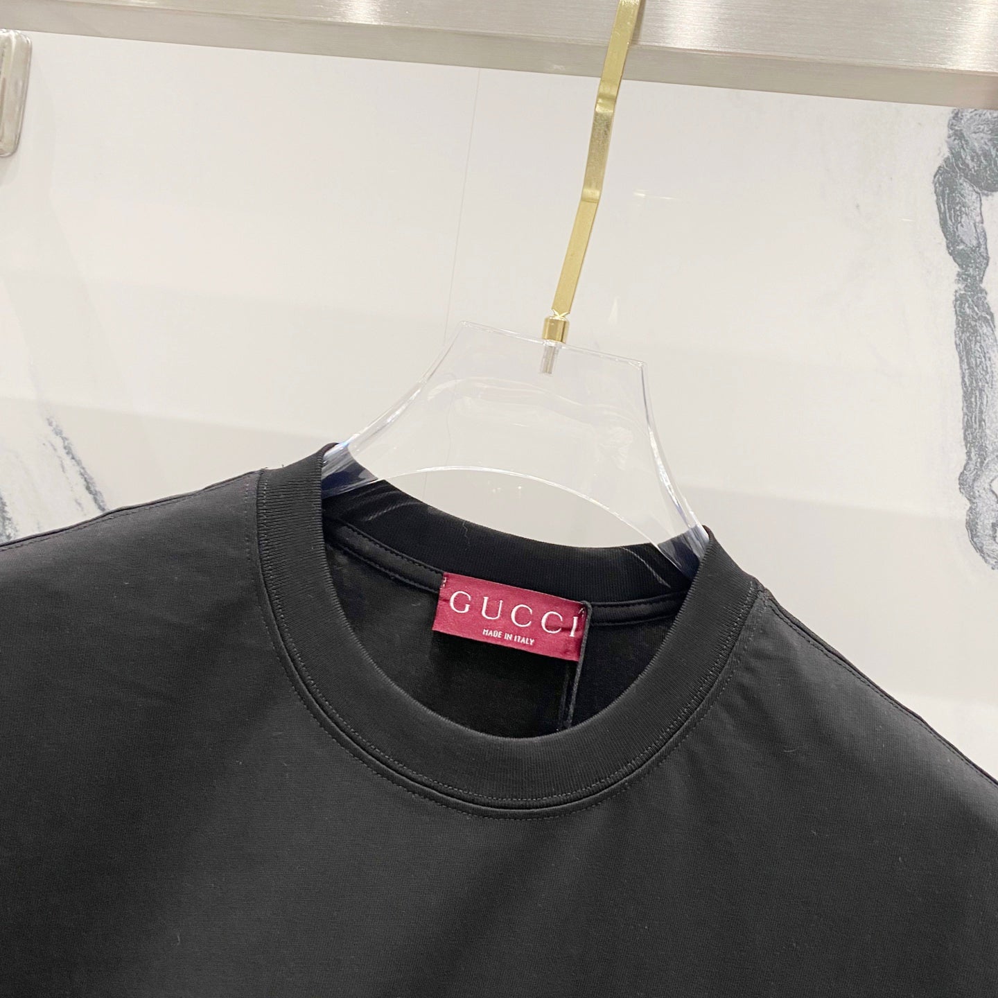 GUCCI Embroidered Logo Crewneck T-Shirt – Unisex Premium Cotton in Black/White, S–XL